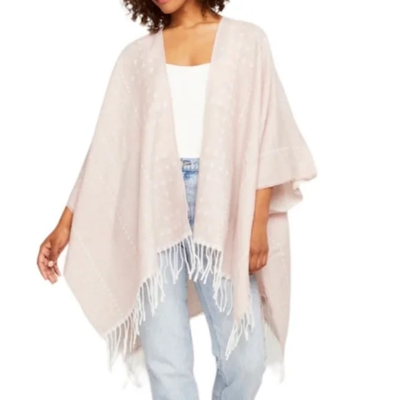 New Gentle Fawn Hermosa Reversible Blush Fringe Hem Kimono Cardigan M/L - Picture 3 of 9